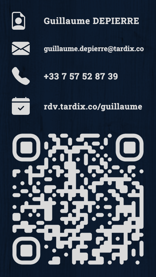 Informations de contact (Email, QR Code)